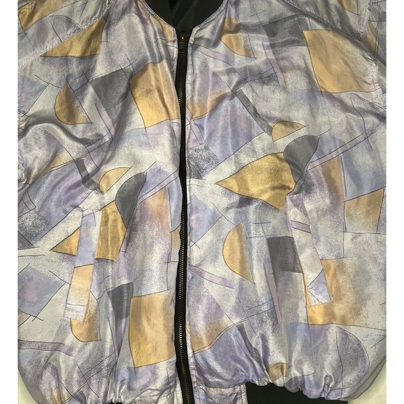 VTG Robert Stock Womens Multi Color 100% Silk Full Zip Jacket Size M - Picture 2 of 6